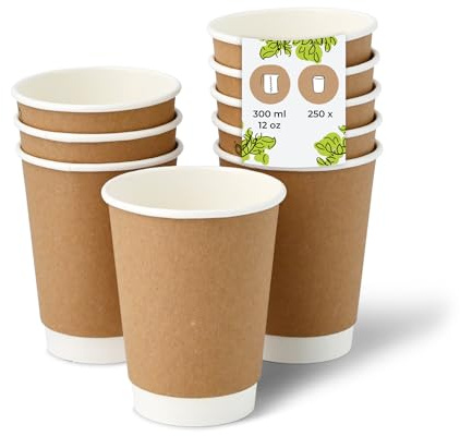 BIOZOYG Vasos de cartón 250 unidades 200 ml / 8 oz, 80 mm blanco - Vasos desechables para café - Vasos de cartón para bebidas calientes - Alternativa a los vasos de poliestireno, vasos de papel