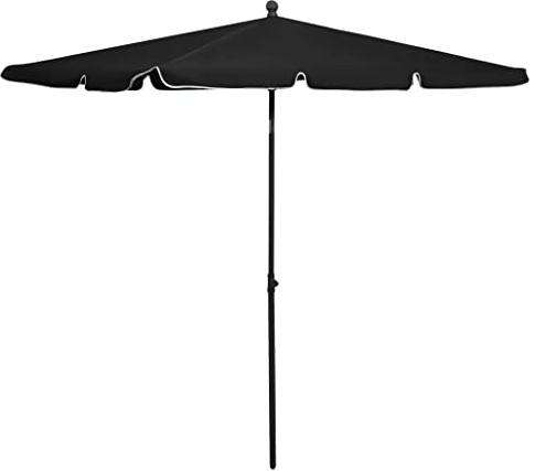 Parasol de jardin, inclinable, noir, 210 x 140 cm, avec mât en acier robuste, pour protection UV, offre de l'ombre, protection solaire de terrasse, extérieur, parasol rectangulaire