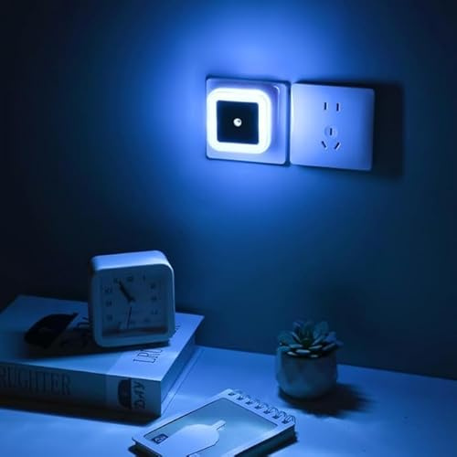 Aurevita Luce Notturna Bambini 4 Pezzi, luce notturna da presa presa per Camerette, Sensore Crepuscolare, ABS Materiale ignifugo, Corridoio, Tromba Delle Scale Night Light (Blu 4 pezzi)
