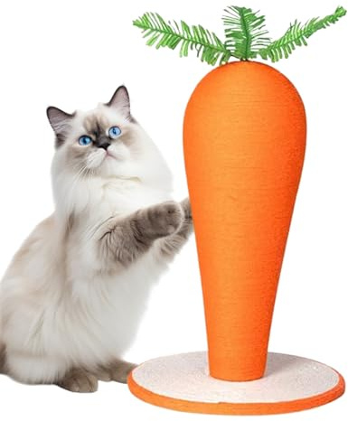 Arbres À Gratter Pour Chats D'intérieur Adultes – Jouet En Forme De Carotte 40 X 30 X 30 Cm, Colonne En Bois En Corde De Sisal, Poteau À Gratter Interactif Longue Durée Avec Design De Jeu | Accessoire