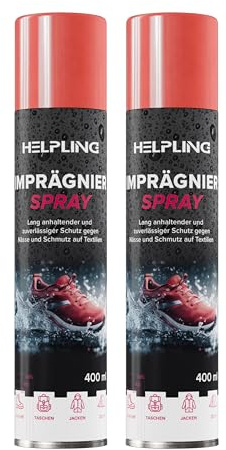 Helpling® Imprägnierspray Schuhe & Textilien 400ml – Lang anhaltender Schutz gegen Nässe & Schmutz – Atmungsaktive Imprägnierung für Jacken, Taschen & Hightech-Gewebe – 2pack