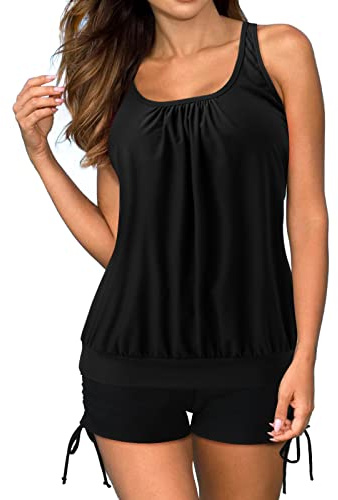 Maillot de Bain Transbronzant Haut Tankini Femme Maillots de Bain Tankini pour Femmes, Maillots Deux pièces, débardeur à Motif avec Shorty, Short Femme Long Tanga Unique