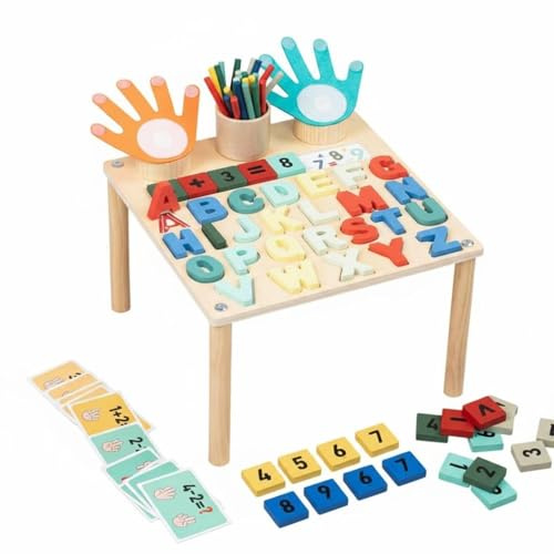 Milageto Tableau d'apprentissage Enfants Tableau Éducatif Planche Sensorielle Jouet Pédagogique Table d'Activités en Bois pour Apprentissage Lettres Chiffres