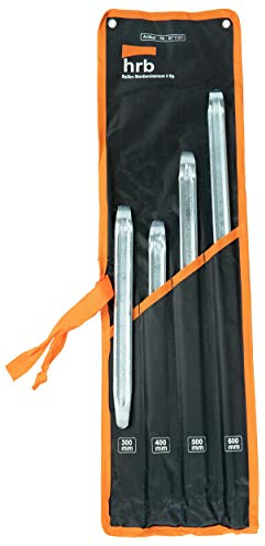 HRB Profi Montiereisen Set, 4 teilig - Montierhebel, Reifenmontage Werkzeug in den Größen 300/400/500/600 mm Länge, Stabiles Hebelwerkzeug, Motorrad Werkzeug