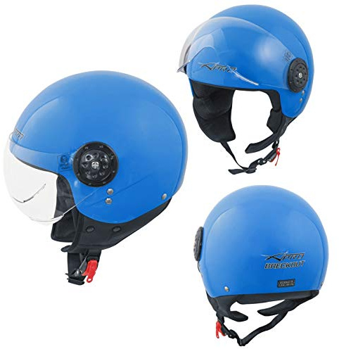 Scooter Casque Moto Ville Jet Demi Anti Scratch Avio Visiere Bleu M