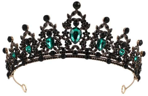 Vintage schwarz Tiara und Krone Stirnband Strass Prinzessin Tiara klassische Königin Kronen Hochzeit Kopfschmuck für Mädchen Frau (grün)