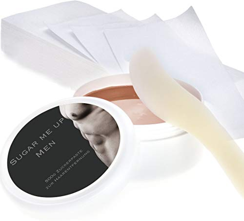 Sugaring Zuckerpaste Sugar me up! MEN Haarentfernung – extra stark für Männer inkl. 500g Paste, 50 Vliesstreifen, 1 Kunststoffspatel, bebilderte Anwendungsanleitung, Made in Germany