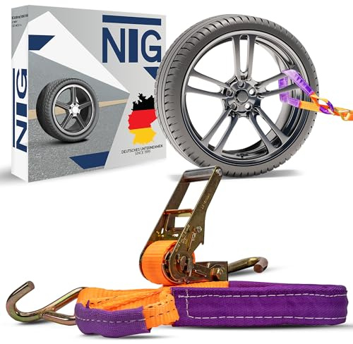 NTG Spanngurte 8 Stück 35 mm breit - Transportzurrgurt Radsicherungsgurt | Für Autotransport Reifengurt PKW Trailer KFZ - Ladungssicherung nach DIN EN 12195-2 - Werkstatt Anhänger