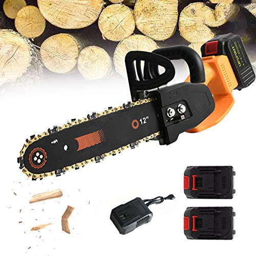 Mini Tronconneuse Electrique Sans Fil, Tronçonneuse à Main de 12 Pouces avec Batterie Rechargeable, Petite Tronçonneuse Elagueuse Portable Léger Scie à Chaîne, Légère, Confort, Facile à Installer