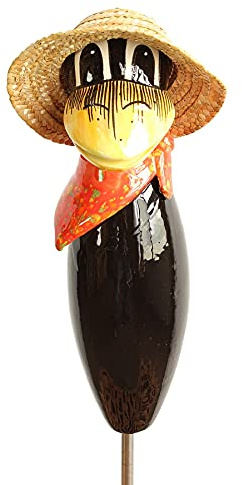 Gartenfigur Rabe aus Keramik 30 cm rot Gartendeko Tierfigur Dekofigur