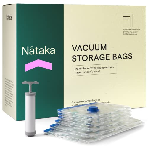 𝗪𝗜𝗡𝗡𝗘𝗥 𝟮𝟬𝟮𝟯* Vacuum Storage Bags Clothes - Hanging Vacuum Storage Bags, Clothes Storage Bag 8 Pack (2 Jumbo, 2 Large, 2 Medium, 2 Small) Reusable Vacuum Bags w/Pump for Travel & Clothes