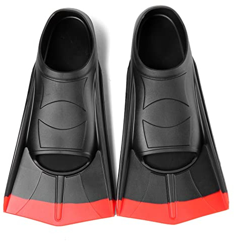 Fanwill Kids Swim Fins,Short Fins Swimming Flippers for Lap Swimming and Training for Child,Girls,Boys (Black&Red, S(US Kids 1-3))