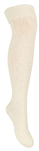 STEVEN Womens Over The Knee Socks Thigh High Wool Socks | Winter Warm Thick Long Socks for Ladies (6-8, Ecru)