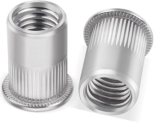20 Pièces Insert M6, Leryati Écrous à Sertir Rivet Fileté, Écrou de Rivet Fileté en Acier Inoxydable Tête Plate Ecrou, Rivets Inserts Filetés Pour Métriques, Écrous à Riveter Aveugle Rivets Fileté