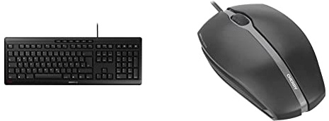 CHERRY Stream Keyboard, Deutsches Layout, QWERTZ, schwarz & GENTIX Corded Optical Mouse, kabelgebundene Maus mit 3 Tasten und hochauflösenden optischem 1000 DPI Sensor, schwarz