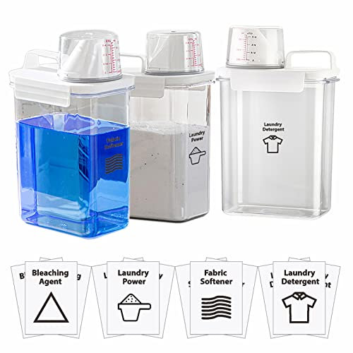 [3er-Pack] Flüssigwaschmittelspender für Waschküche, Organisation und Aufbewahrung, 1.7 l großes Fassungsvermögen, BPA-frei und PET-Kunststoff, transparent