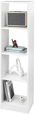 GOPLUS 4 Ebenen Bücherregal, Würfelregal mit 4 Fächern, Standregal Aufbewahrungsregal freistehendes Regal Büroregal schmal hoch für Wohnzimmer Schlafzimmer Büro, 38 x 33 x 142 cm