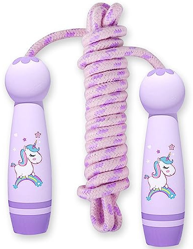 Hopprep Barn 2,6 M - Enhörning Skipping Rep Med Justerbart Trähandtag För Barn 5-7 År - Speedrope Rephoppning Flickor