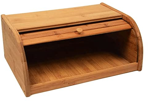 POCHY Moda paneras Caja de pan de madera para transportar y almacenar pan, gran capacidad, pastel de pan con diseño de tapa rodante, soporte para pan hermoso Generoso