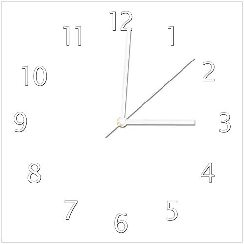 Wallario Design-Wanduhr Weiß aus Glas, Motiv-Uhr Größe 30 x 30 cm, weiße Zeiger