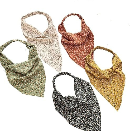 KALUROIL 5 PCS Kopftuch Damen Haartücher Damen Blumen-Kopftücher - Elastische Bandanas mit elegantem Design für Damen