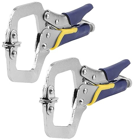 KEILEOHO 2 Pack Welding C Clamp, 6 Inch Locking C Clamps, 17.5cm Locking Pliers with Swivel Pads for Woodworking, Aligning, Welding