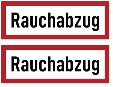Aufkleber: 74x210 mm, 2 Stück - Rauchabzug - Brandschutzzeichen - Hinweisschild auf Brandschutzeinrichtung und Einsatzhinweise - DIN 4066 - D1