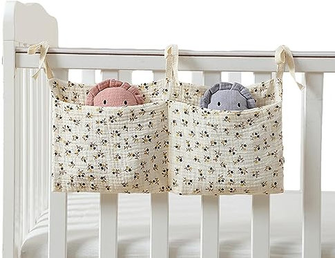 Multifunktionaler Wickel-Organizer für Babybett, 2 Taschen, Nachttisch-Caddy für Wickeltisch und Babybett, Kinderzimmer-Organisation und Windelaufbewahrung