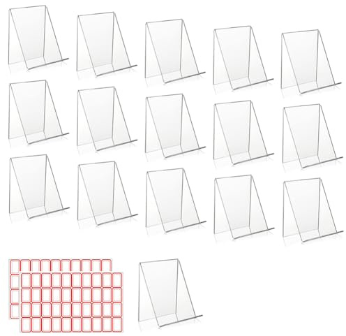 16Pcs Clear Acrylic Book Stand for Display, Transparent Acrylic Sign Holder Stand, Display Stand for Books, Music Sheets, Magazine, Tablets and Phones, card and artwork displays (L/ 10 * 11.5 * 13cm)