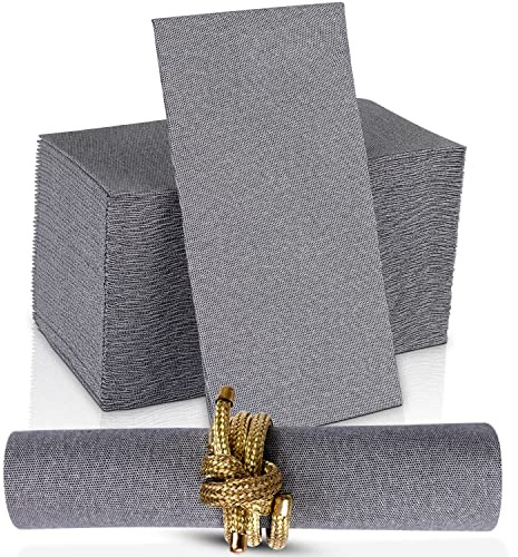 Einweg-Papierservietten, stoffähnlich, 30,5 x 43,2 cm, Leinen-Gefühl, schwarz, für Hochzeit, Party, Küche oder Badezimmer, 50 Stück