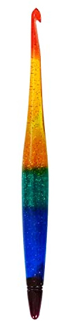 OMMI CROCHET Ommi Häkelhaken mit ergonomischem Griff | Handgemachte 17 cms Häkelhaken | Häkelnadel - fertige kunstvolles Garn an | Das perfekte Geschenk! (Rainbow, 4.5 mm)