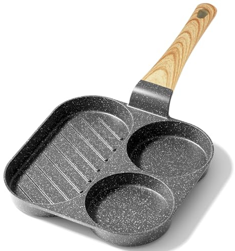 GiPP Non Stick Omelette Pans,Granite Nonstick Egg Pan Skillet for Breakfast | Pancake Pan,Heat-Resistant Handle, Suitable with All Hobs, Easy to Clean, PFOA Free(Grey,3-Cup)