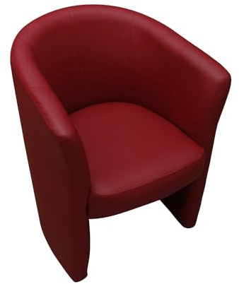 Dmora - Fauteuil Abrera, Fauteuil de Salon, Siège rembourré, Chaise avec accoudoirs en Simili Cuir, 64x63h76 cm, Rouge