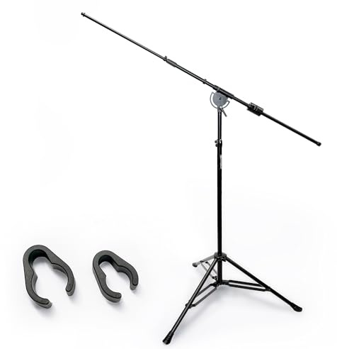 AxcessAbles AXCMB-T Heavy Duty Microphone Boom Stand with Weighted Tripod Base | 80.5-inch Height Overhead Mic Stand | 65.5-Inch Boom Arm Stand | Shotgun Video Mic Stand | All Metal Construction