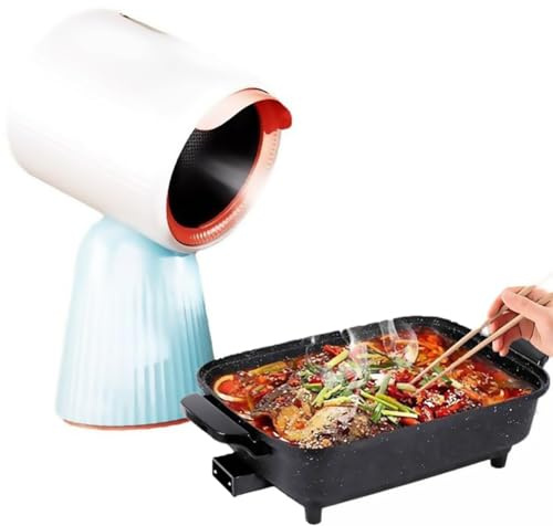 Portable Extractor Hood Indoor Kitchen Mini Fan Range Hood with One-Button Start and Multi Filtration - Space Saving white - Kitchen Exhaust Fan with Oil Extractor Filter and Vent