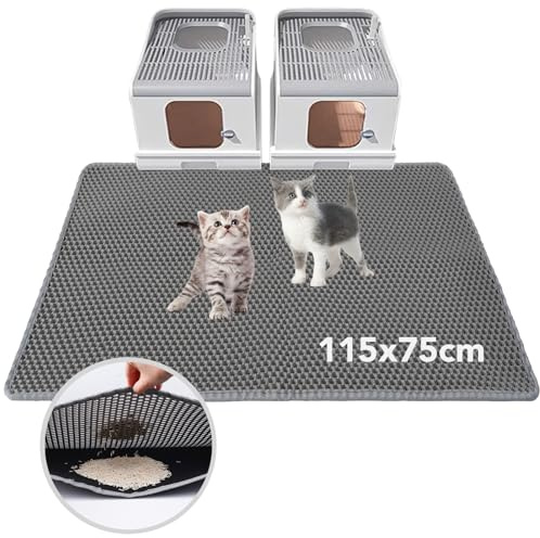BomDa Tappetino per Lettiera Gatto XXL 115x75CM, Design a Nido D'ape, Impermeabile, Doppio Strato(115x75cm)