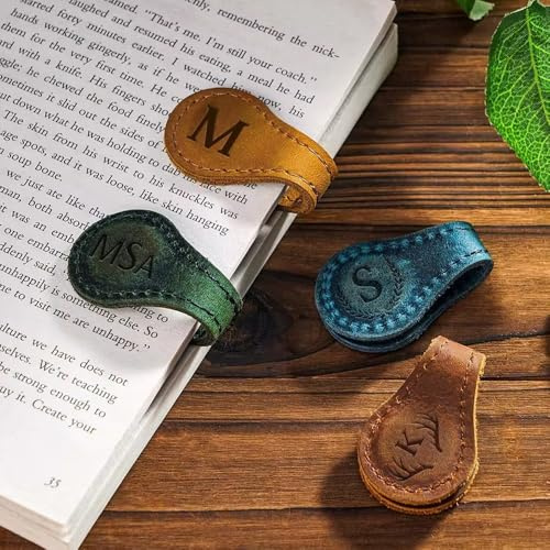 Personalisierte Leder Magnetische Lesezeichen Mit Namen, Graviert Handgefertigte Lesezeichen, Vintage Handgefertigte Seite Teiler Lesezeichen Dual-Seite, Kundenspezifische Lesemarken Für Leser