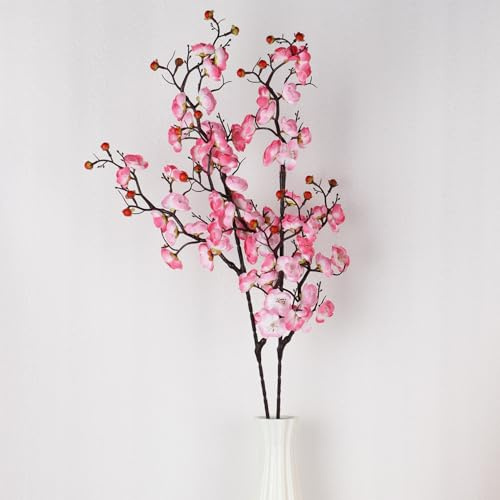 LGEGE Fiori artificiali a stelo lungo 94 cm per vaso alto, set da 3 pezzi, rami di prugno finti rosa che sembrano reali, perfetti per la decorazione di casa e ufficio