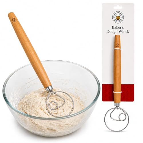 King Arthur Baking Company Baker’s Dough Whisk, Single-Loop, 18/8 Stainless Steel and Beechwood