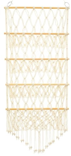 Stofftier Aufbewahrung Hängend Netz 4 Etage Kuscheltier Hängematte Wand 120-125cm Spielzeug Organizer Hängend Makramee Stofftier Hängematte für Kinderzimmer Wohnzimmer Schlafzimmer (Cremefarben)