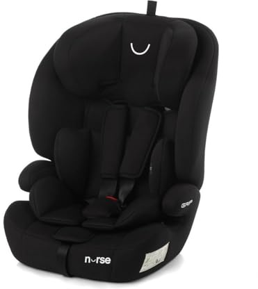 Jané Nurse Grip Kindersitz i-Size 76–150 cm, 2–12 Jahre, ohne Isofix, Gurtbefestigung, 9-fach Verstellbar, Gruppe 1 2 3, Schwarz