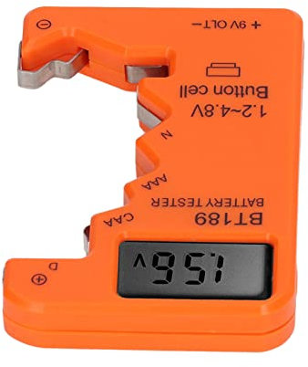 Batterieprüfung, Digitalanzeigekapazitätsmesser für AA AAA 6F22 9V, Kompakte Größe, Einfacher Betrieb, Leicht Tragbares, ABS -Material für Verschiedene Batterien (Orange)