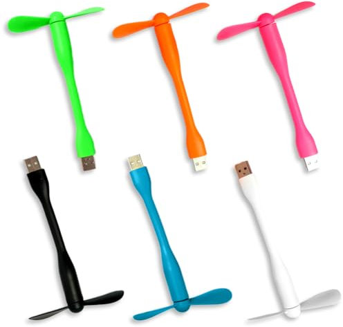 LGWJHCY 6 PCS USB Mini Fan, Silent Flexible Portable Mini Cooling Fan, Quiet Travel Compatible Any USB Port Like Power Bank/Notebook/Laptop/Computer（6 Colors）