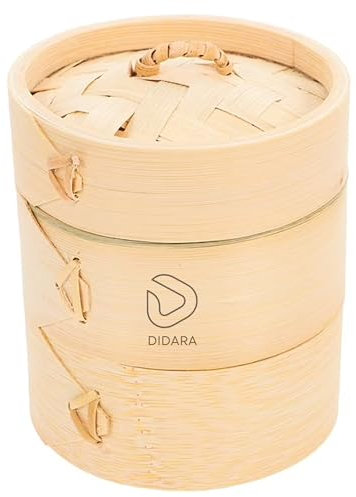 Bamboo Steamer Basket 10cm – 2-Tier Dumpling Steamer for Small Cooking of Bao, Vegetables & Seafood