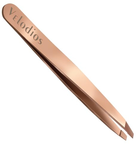 Velodios Eyebrow Tweezers for Women Facial Hair,Professional Slant Tweezers for Eyebrows, Facial Hair, Chin, and Ingrown Hair Removal (Rose Gold) (Slant Tweezers)
