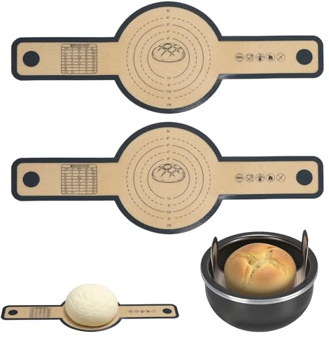 Axinost Silicone Baking Mat for Dutch Oven, Pack of 2 (Diameter 21 cm), Easy to Clean, Long Handles Dough Mat (19 cm), Reusable Baking Mat for Dough, Bread Mat for Oven