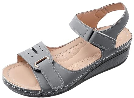 HOOUDO Sandalias Ortopedicas Mujer,Sandalias Mujer Tacon,Zapatos Comodos Vestir,Zapatos,Zapatillas Casual Con Punta Abierta Cuña Lavable De Verano Para Caminar