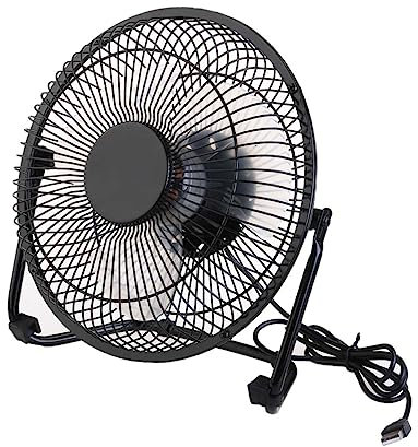 Holibanna Ventilador USB de Metal de Ajustable y Silencioso con Rotación de para Escritorio y Portátil Negro