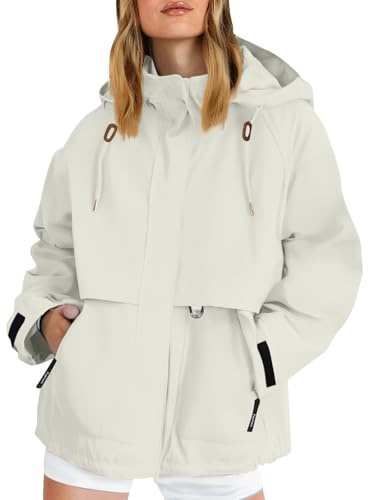 TOFOTL Regenponcho Damen Wasserdicht Fahrradponcho Rucksack Windjacke Teenager Atmungsaktive Regenmantel Gefüttert Regenjacke XS Wetterjacke Regenmantel Damen Wasserdicht Weiß S