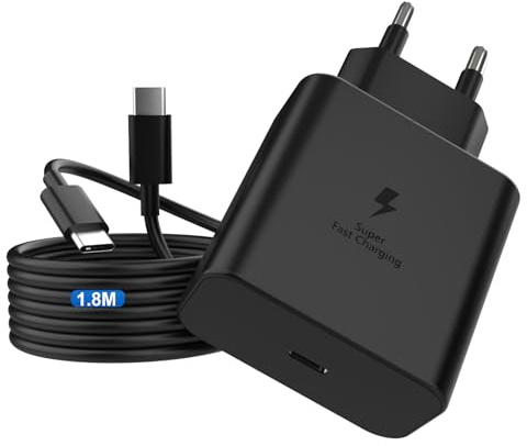 Chargeur USB C 45W Charge Rapide pour Samsung Galaxy S26 Ultra S25 S24 S23 | S22 S21 S20 FE, S10, S9, A56, A55, A54, A53, A52, A51, A50, A36, A35, A34, Adaptateur Secteur et câble de 1,8 m USB C